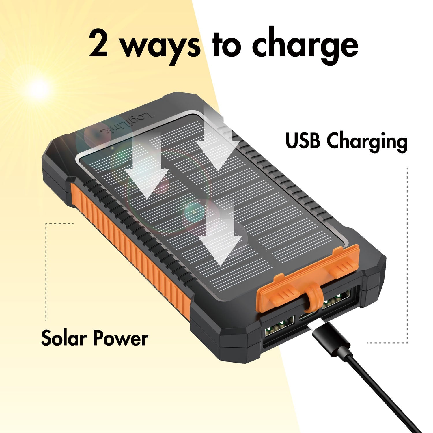 Solar Powerbank 6000mAh 2xUSB-A 10W