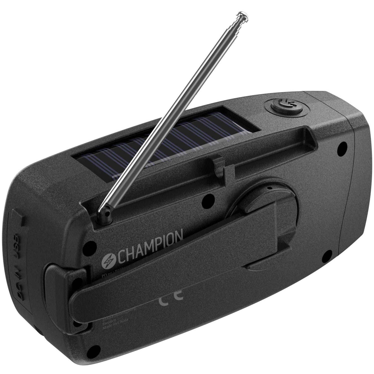 Solar-Powered Radio with Flashlight, Black