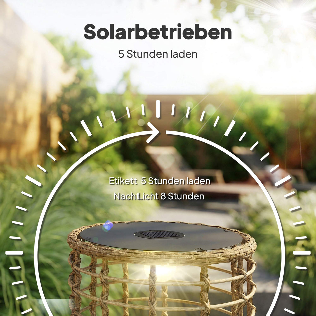 Solar-Powered Rattan Lamp Set, Warm Light, Outdoor Use