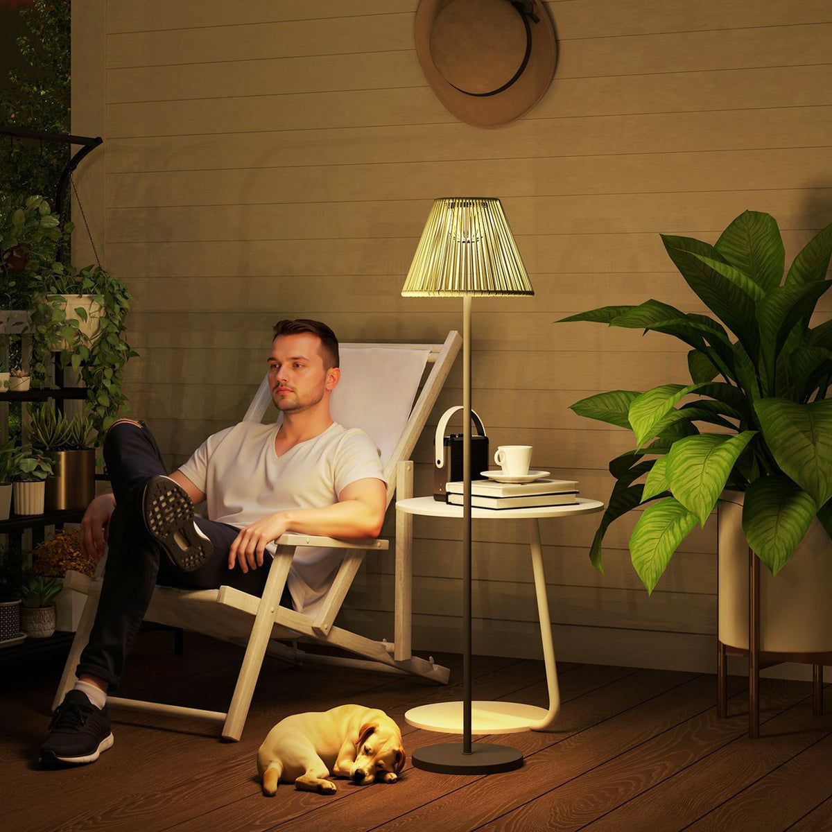 Solar floor lamp rattan solar lamps with light sensor 25 LEDs automatically solar light in boho style IP44 waterproof solar lamp outdoor lamp for garden balcony outdoor lawn Ø33x135 cm