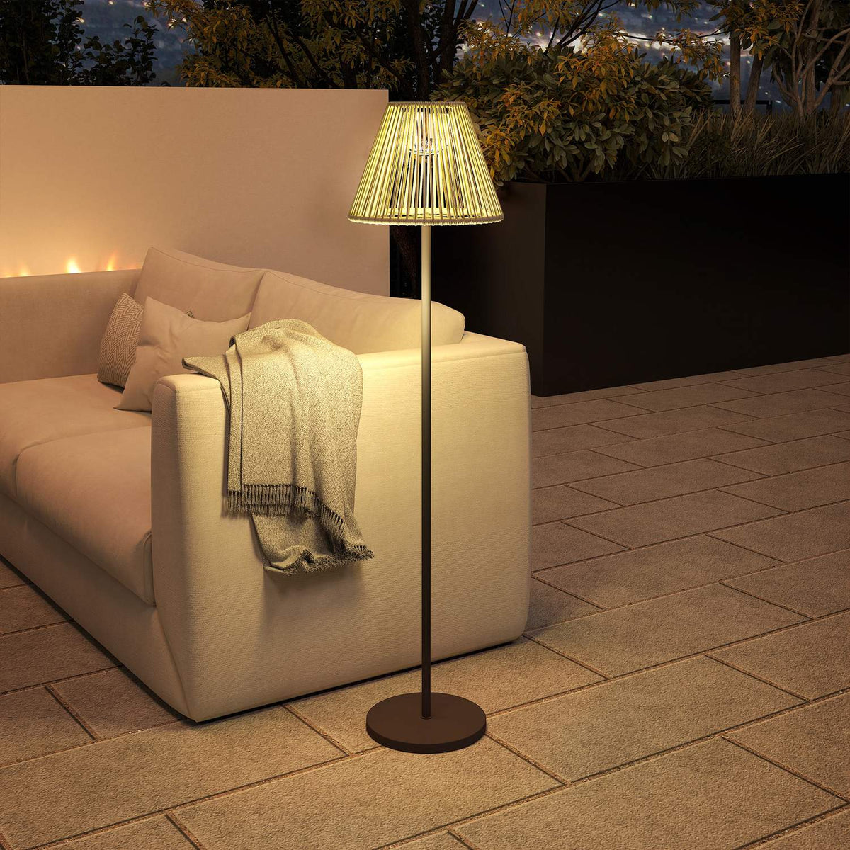 Solar floor lamp rattan solar lamps with light sensor 25 LEDs automatically solar light in boho style IP44 waterproof solar lamp outdoor lamp for garden balcony outdoor lawn Ø33x135 cm