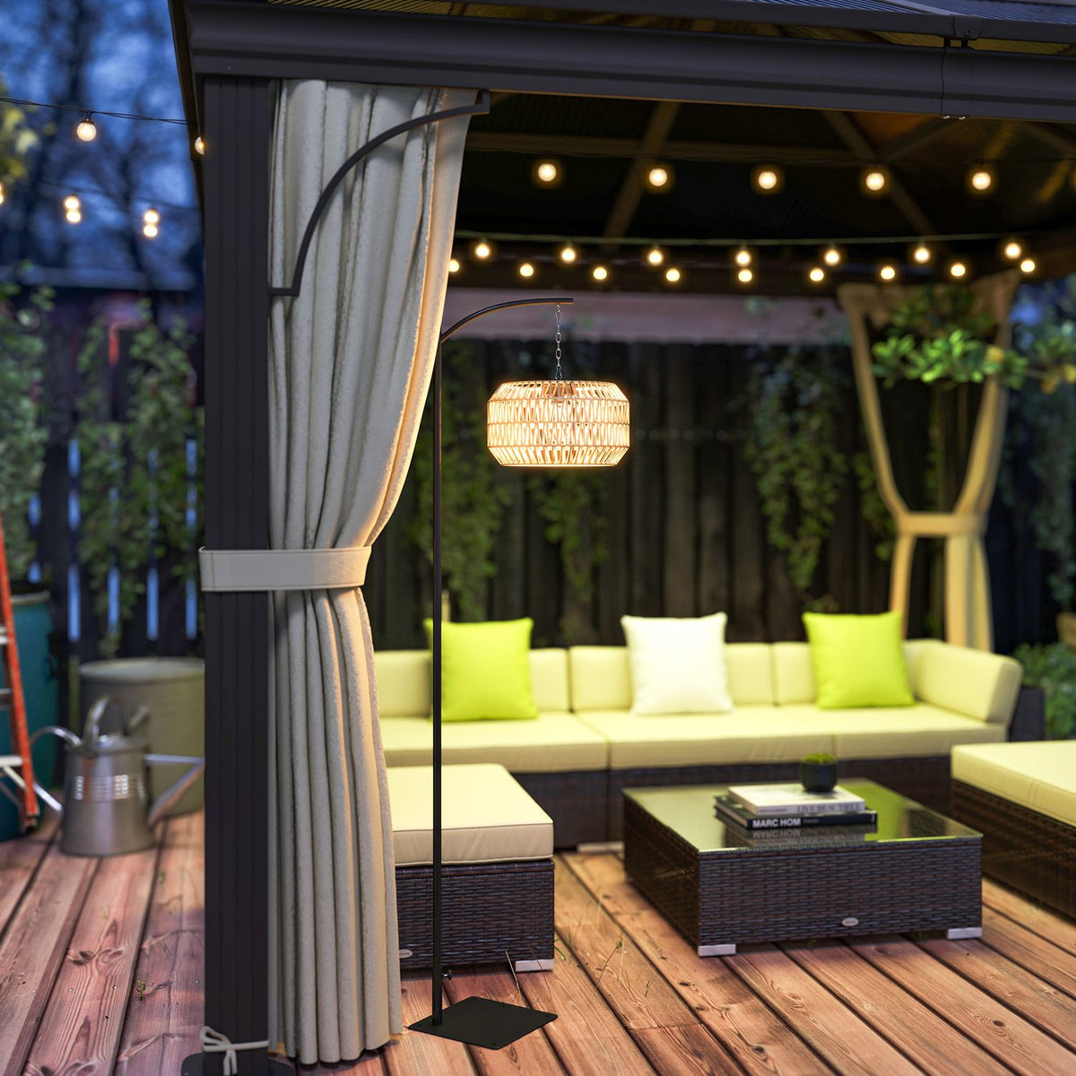 Solar floor lamp rattan solar lamps with light sensor automatic solar light in boho style IP44 waterproof solar lamp outdoor lamp solar lantern for garden balcony outdoor lawn yard