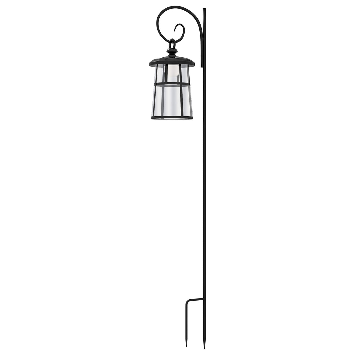 Solar garden lantern 122 cm, LED garden lamp with cold white light color, path light with light sensor, removable light body, black