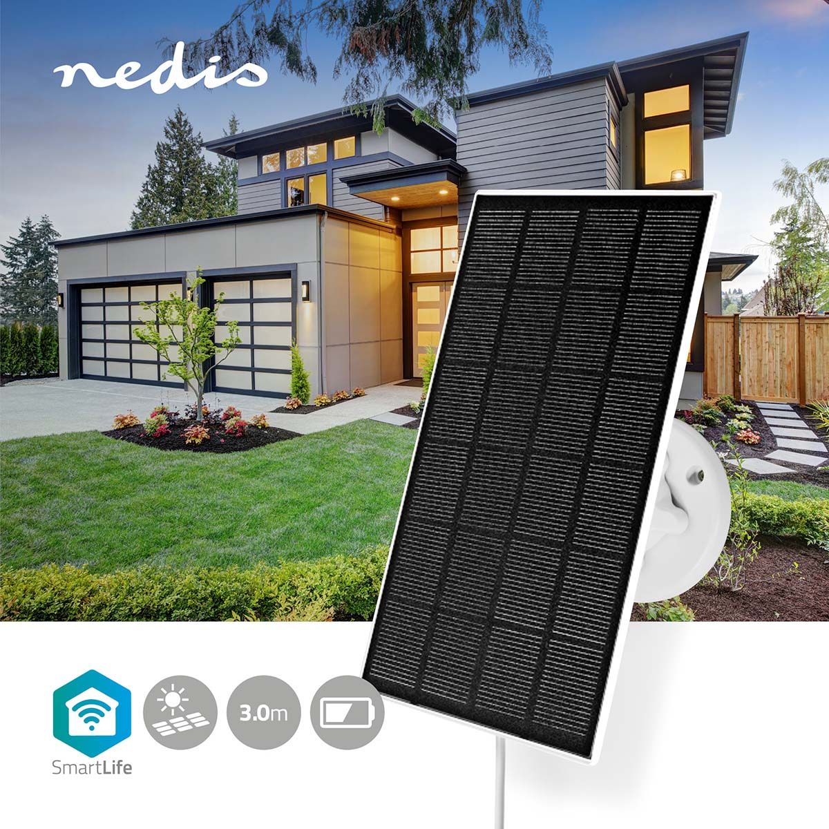 Solar panel | 5.3 V DC | 0.5 A A | Micro USB | Cable length: 3.00 m | Accessories for: WIFICBO30WT