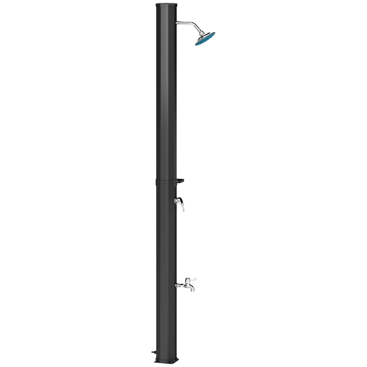 Solar shower 35 liter solar garden shower with tap, shower head, hand shower, side tray, up to 55 °C, outdoor shower without power connection, pool shower, camping shower, rain shower, warm water