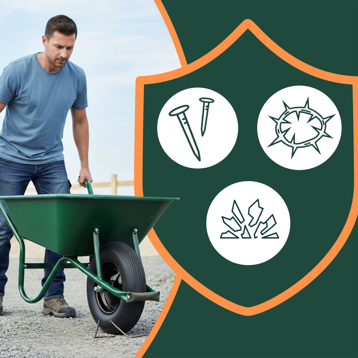 Solid Rubber Wheelbarrow Wheel, Puncture-Proof, 4.00-8