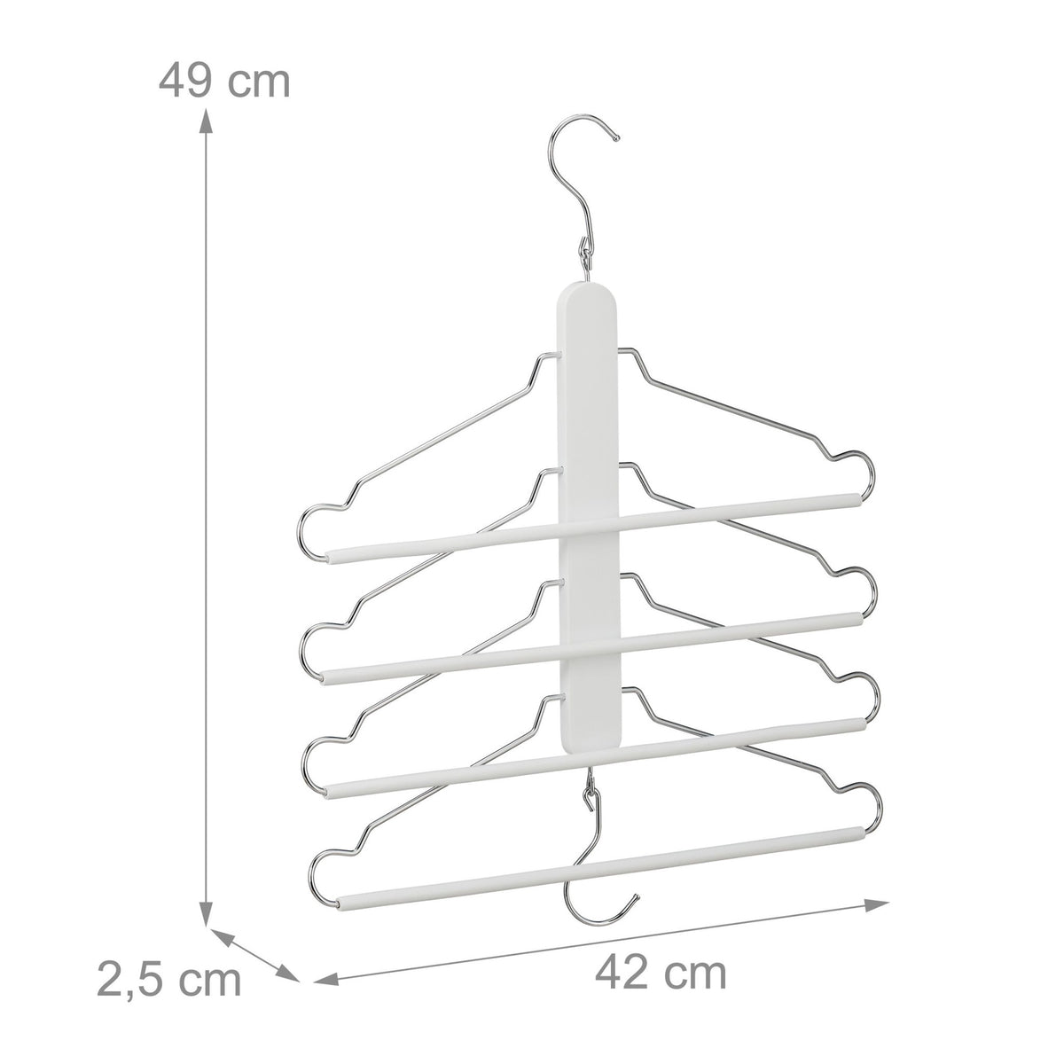 Space-saving hanger multiple white