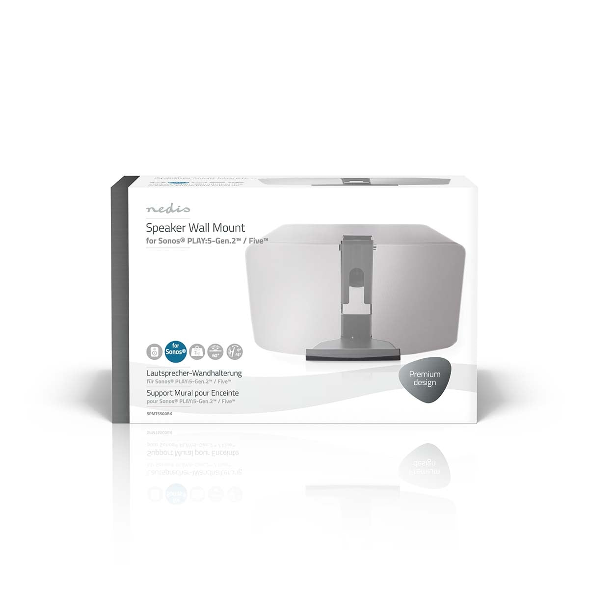 Speaker Bracket | Compatible with: Sonos® Five™ / Sonos® PLAY:5™ | Wall | 7 kg | Tilt / Rotation | Can be tilted | ABS / Steel | Black