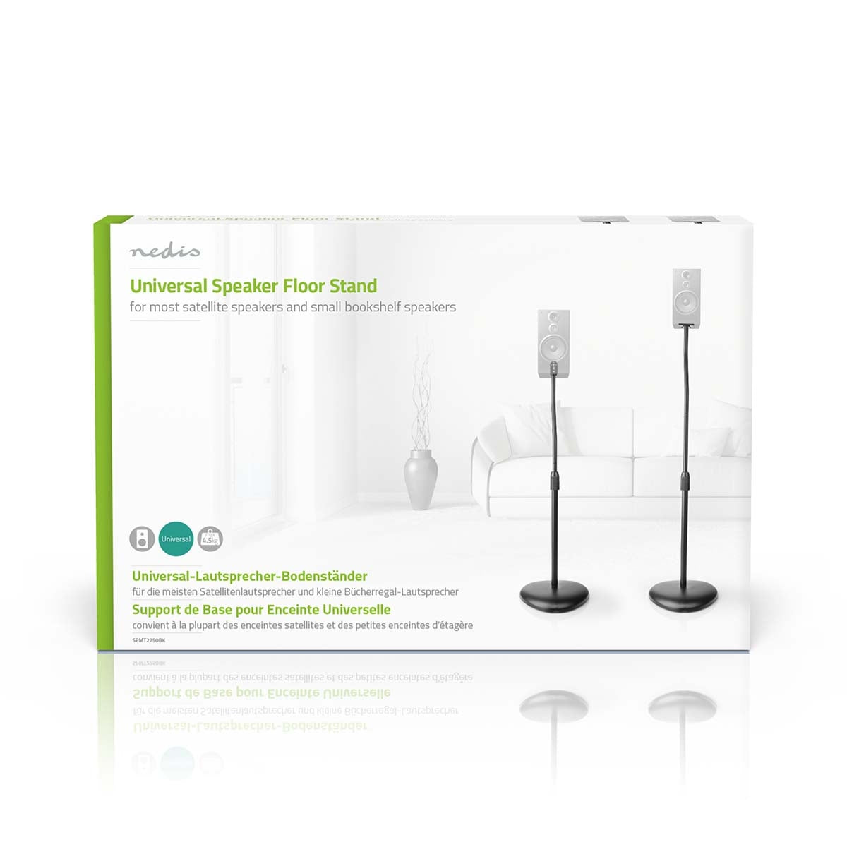 Speaker Bracket | Compatible with: Universal | Floor | 4.5 kg | Height adjustable | ABS / Steel | Black
