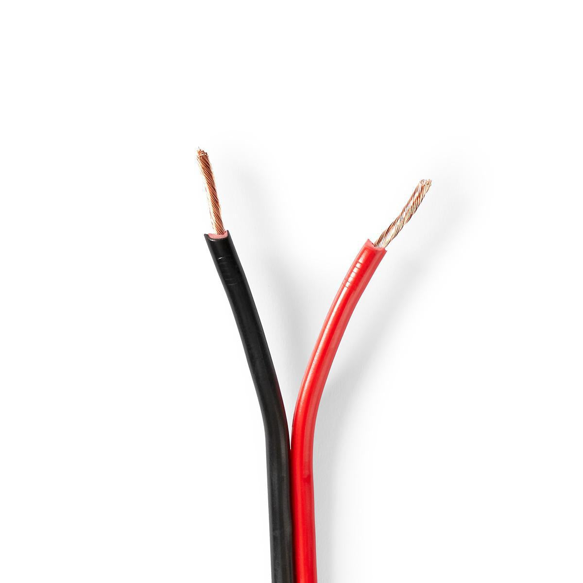 Speaker Cable | 2x 1.50 mm² | Copper | 100.0 m | Round | PVC | Black / Red | Reel