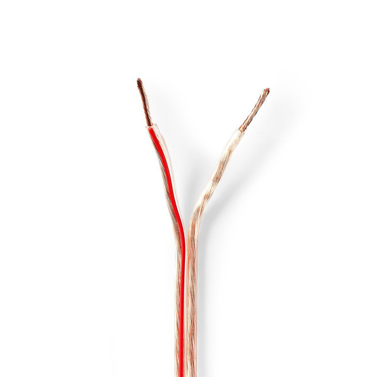 Speaker Cable | 2x 1.50 mm² | Copper | 100.0 m | Round | PVC | Transparent | Reel