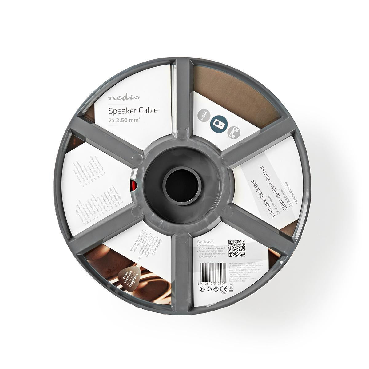 Speaker Cable | 2x 2.50 mm² | Copper | 100.0 m | Round | PVC | Black / Red | Reel