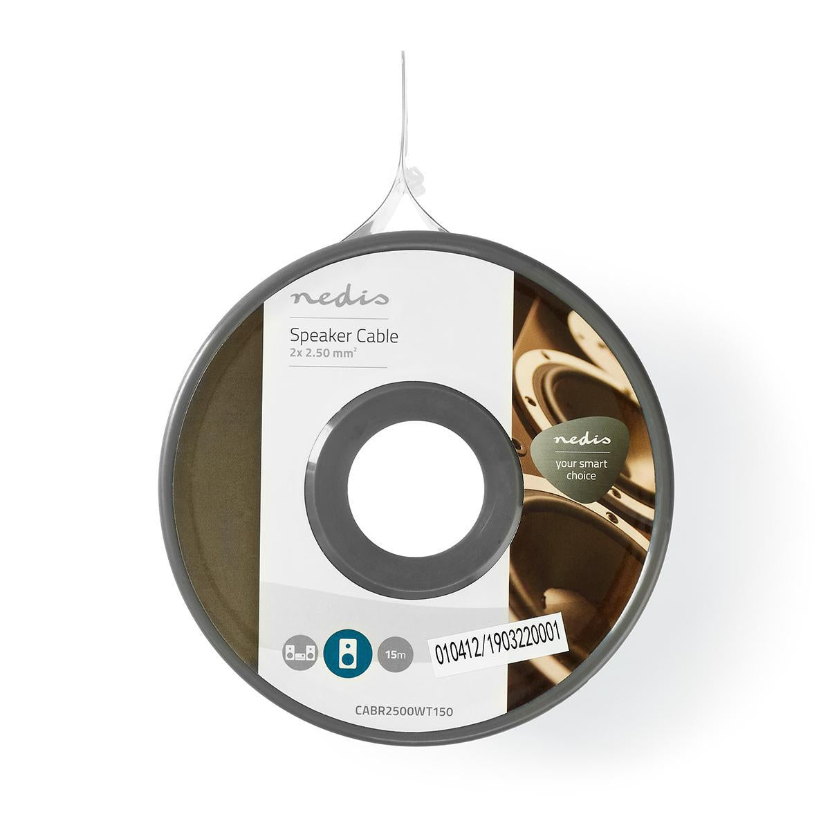 Speaker Cable | 2 x 2.50 mm² | Copper | 15.0 m | Round | PVC | White | Reel