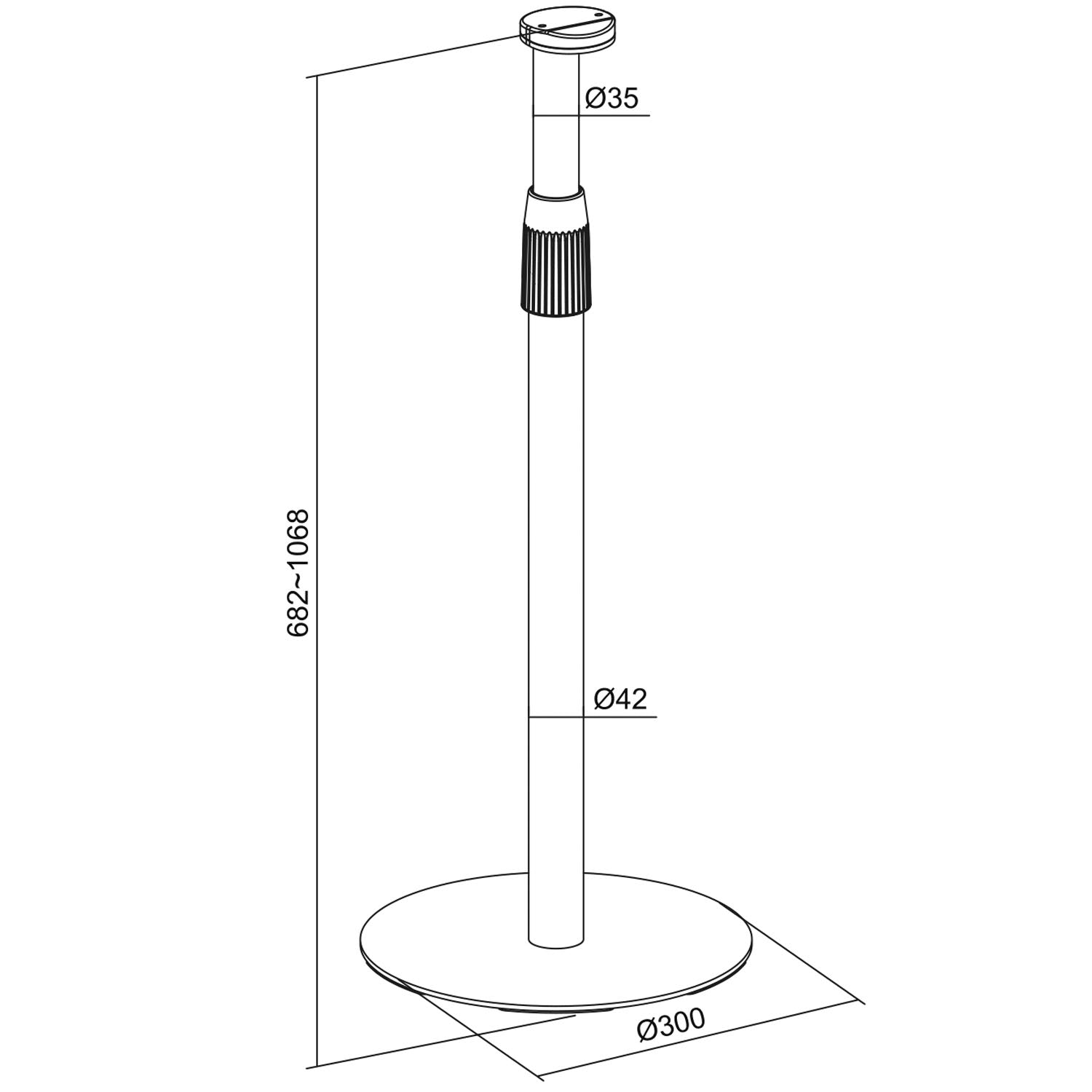 Speaker Floor Stand, Adjustable Height, White