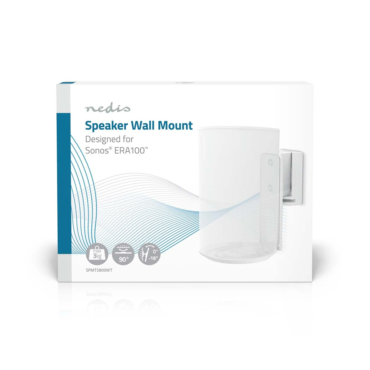 Speaker Mount | Compatible with: Sonos® Era100 | Wall | 3 kg | Swivel / Tilt | Tiltable | Rotatable | ABS / Metal | White