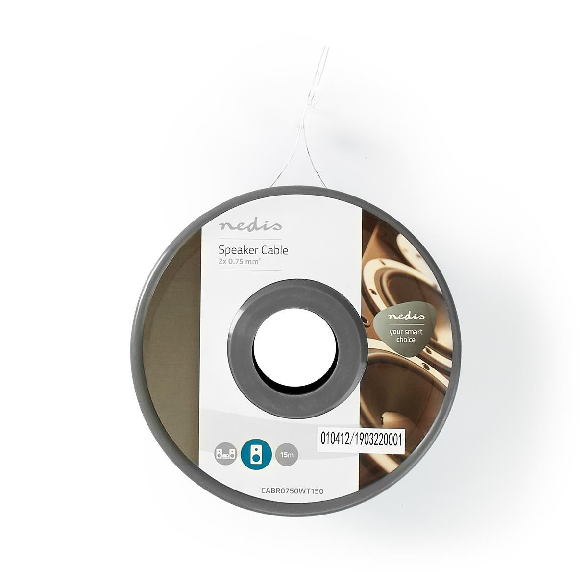 Speaker cable | 2x 0.75 mm² | Copper | 15.0 m | Round | PVC | White | Roll