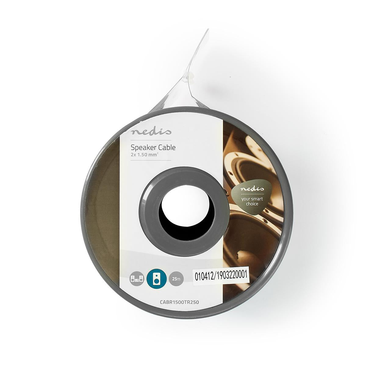 Speaker cable | 2x 1.50 mm² | Copper | 25.0 m | Round | PVC | Transparent | Roll