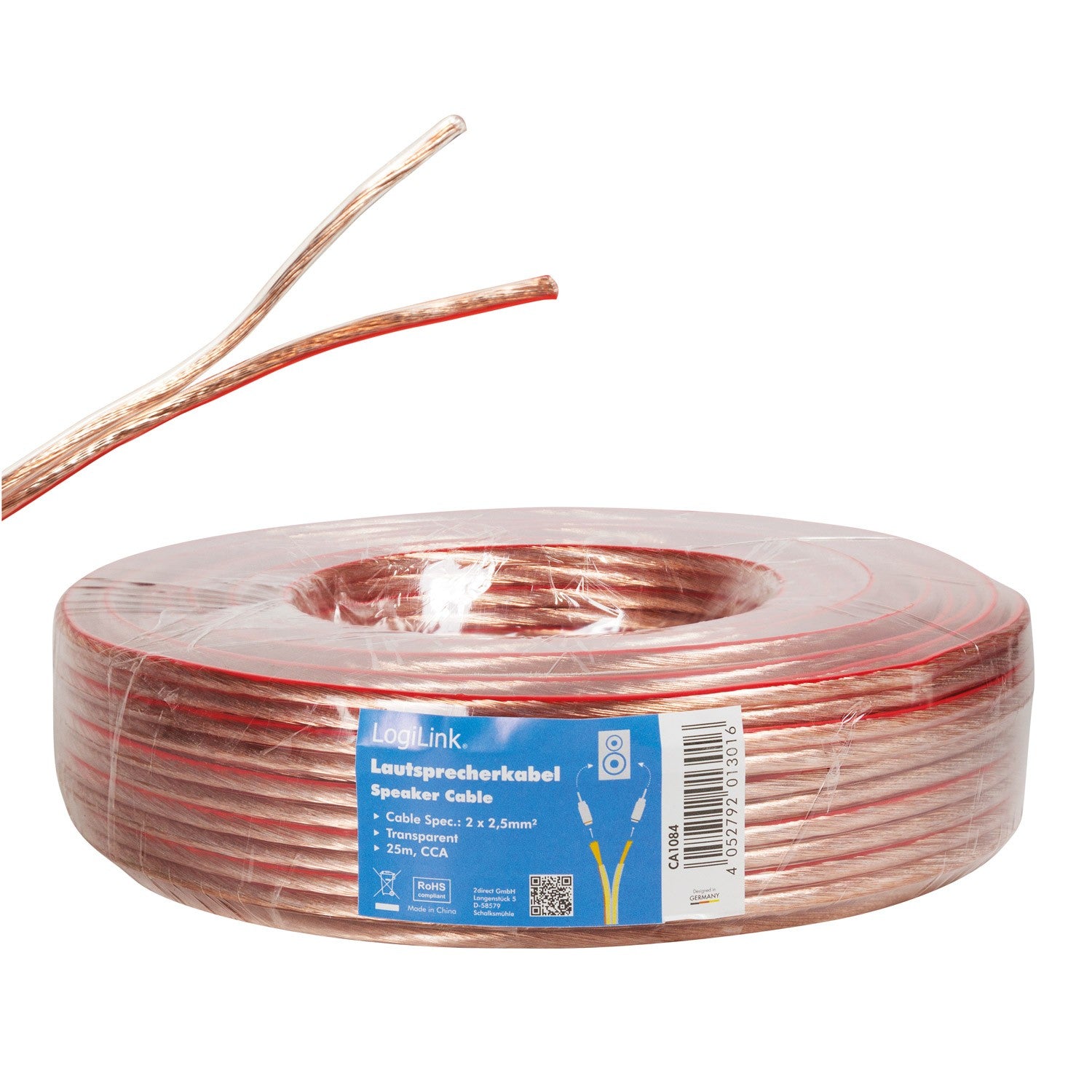 Speaker cable 2x2.5 25m Transparent
