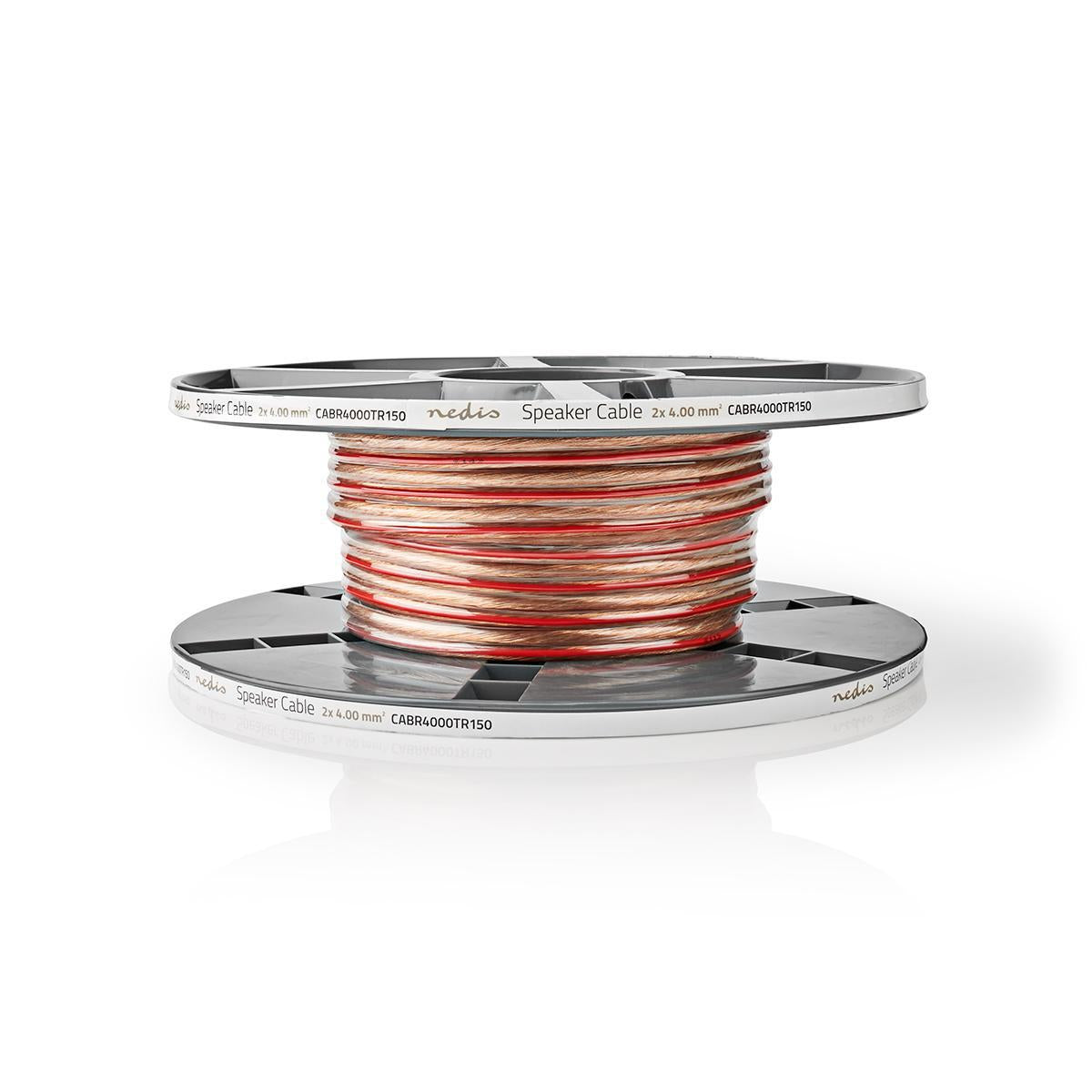 Speaker cable | 2x 4.00 mm² | Copper | 15.0 m | Round | PVC | Transparent | Roll