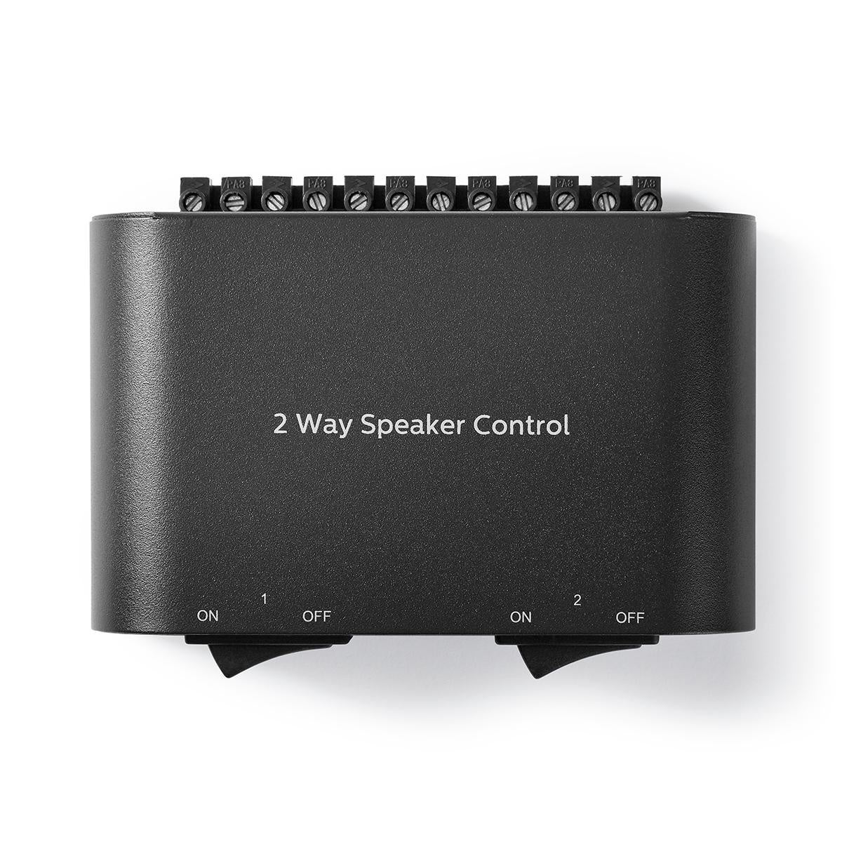 Speaker control box | 2-Port port(s) | Terminal screws | Speaker Impedance: 4-16 Ohm | Max load per Channel: 150 W | Aluminum | Black