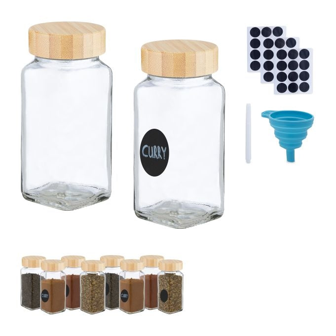 Spice jar set with bamboo lid