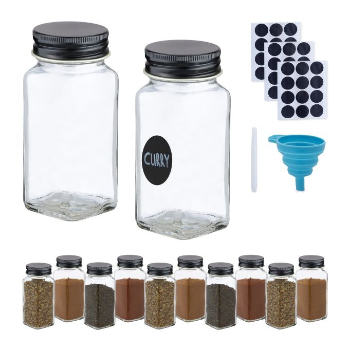 Spice jar set with stainless steel lid