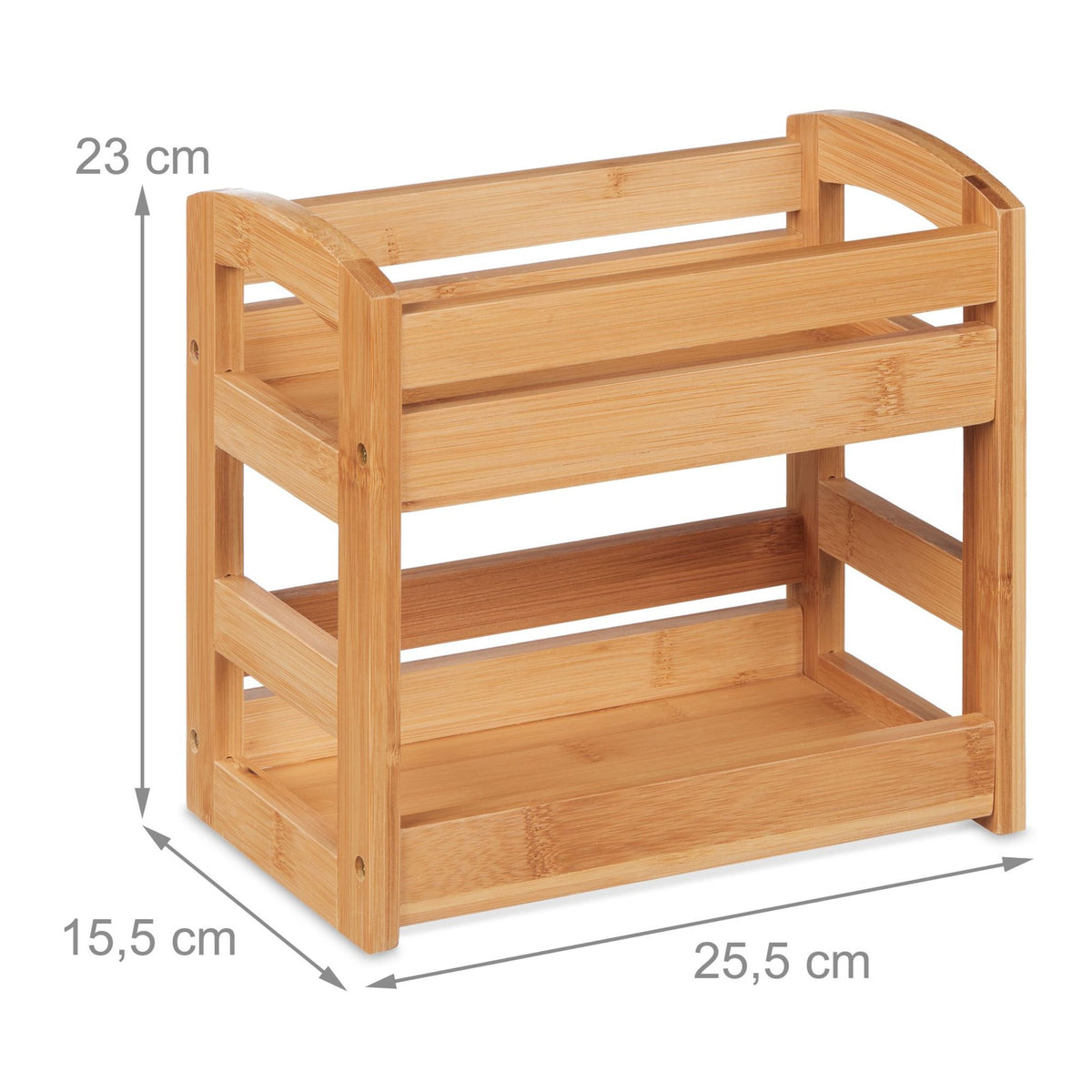 Spice rack in bamboo with 2 shelves