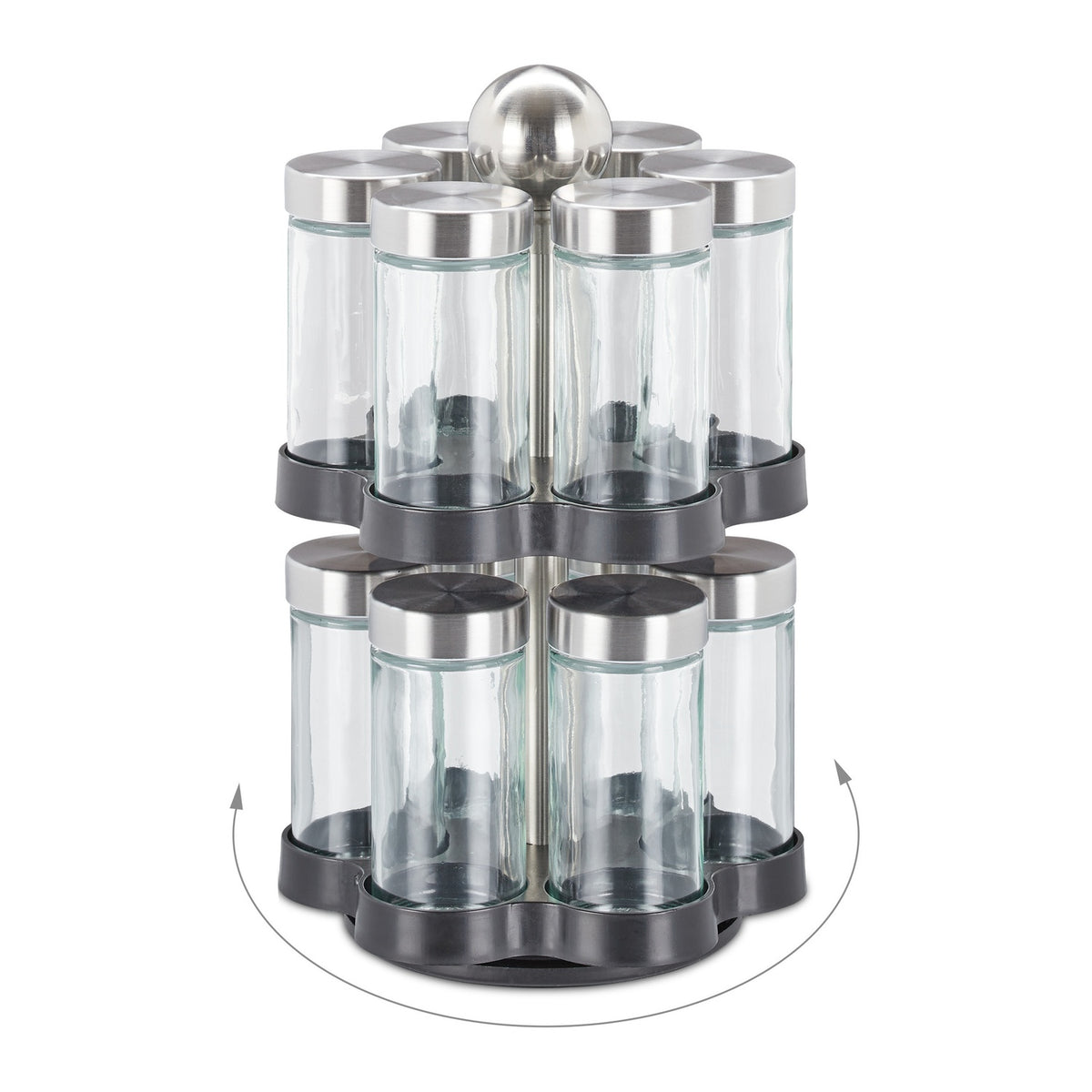 Spice rack with 12 glass jars