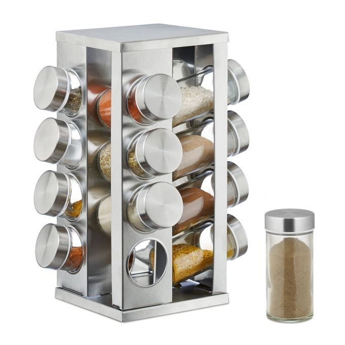 Spice rack with 16 pcs. glass jars