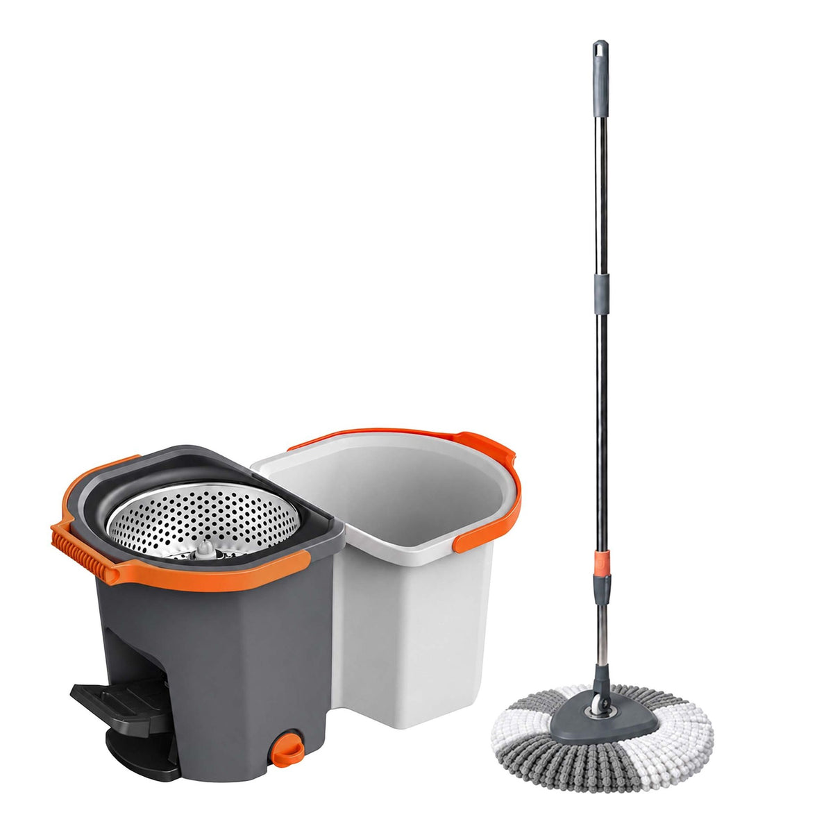 Spin Mop Set with Bucket, Dual-Compartment System