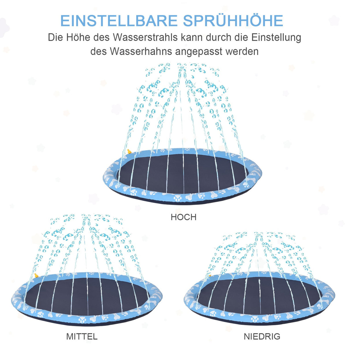 Splash Sprinkler Pad 150 Cm Splash Water Play Mat For Dogs, Water Sprinkler, Anti-Slip, Outdoor, Pvc, Blue