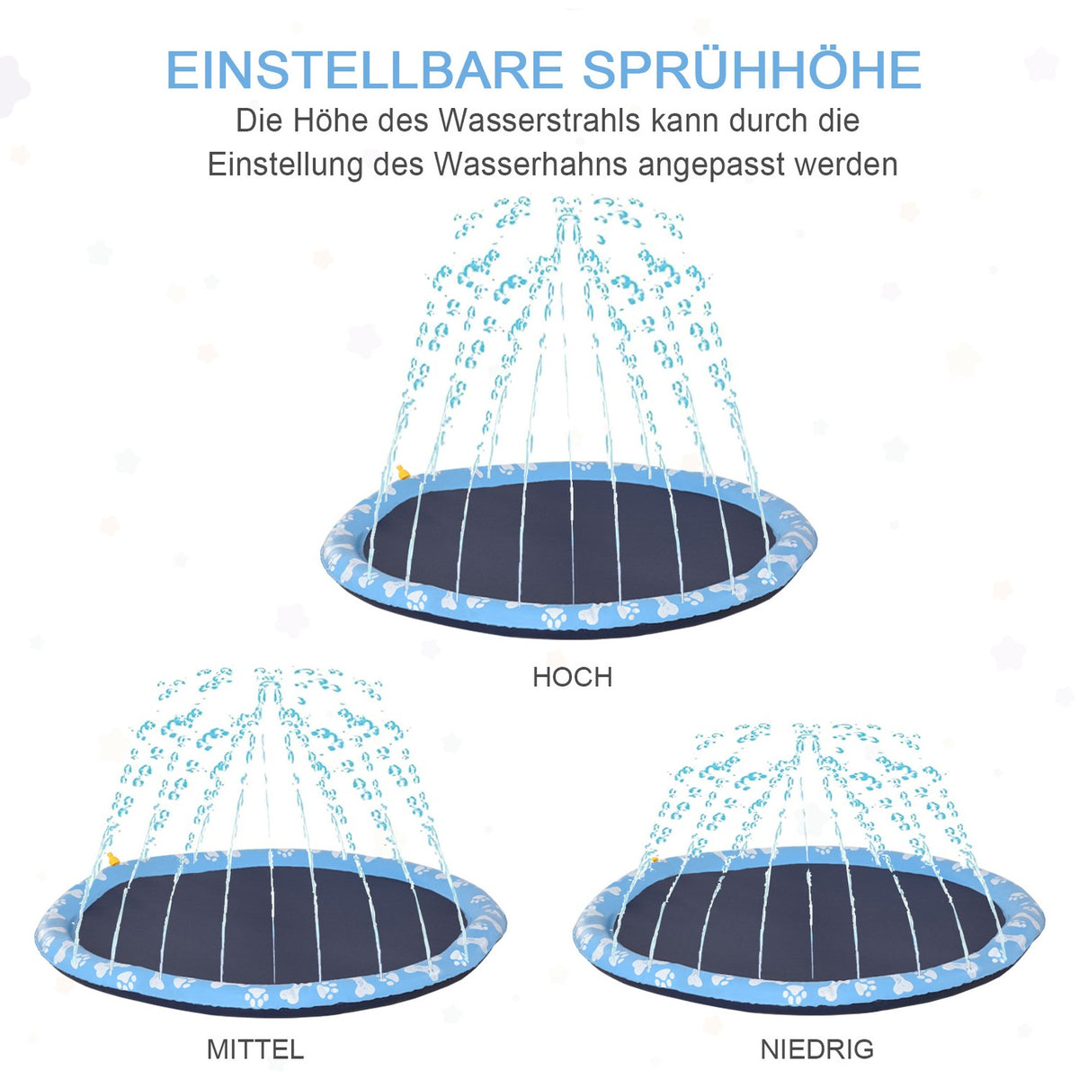Splash Sprinkler Pad 170Cm Spray Water Feature Mat Dog Water Sprinkler Anti-Slip Outdoor Pvc Blue