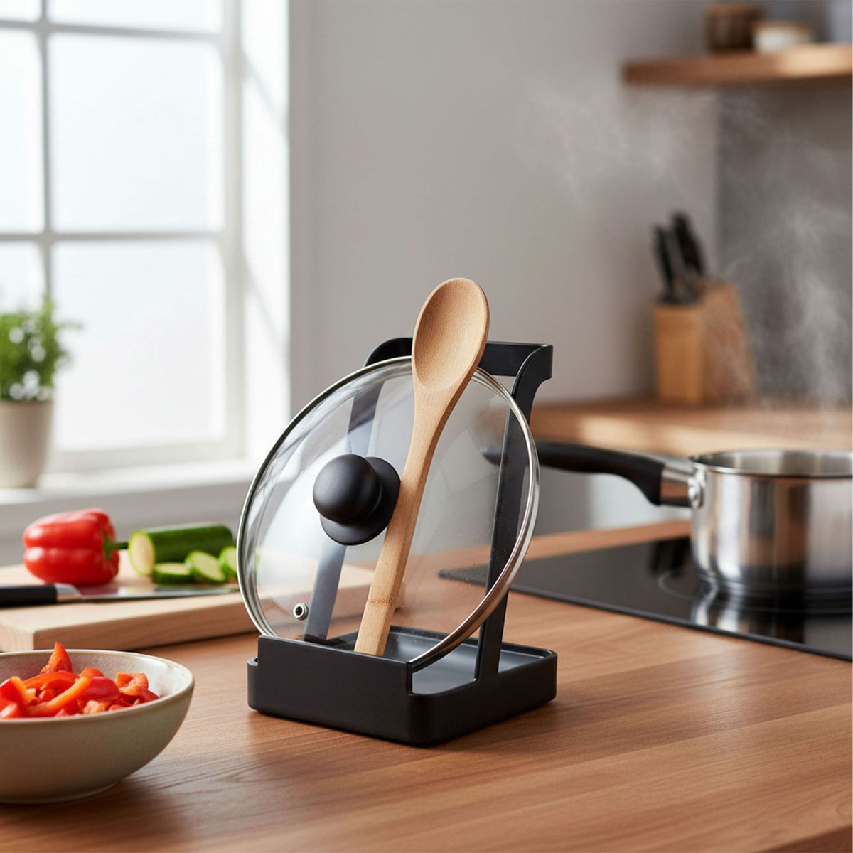 Spoon and Lid Holder for Kitchen Countertop