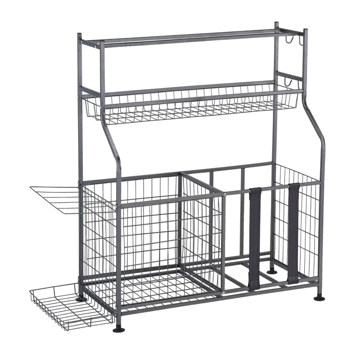 Sports Equipment Rack – Metal, 2 Baskets, Shelves