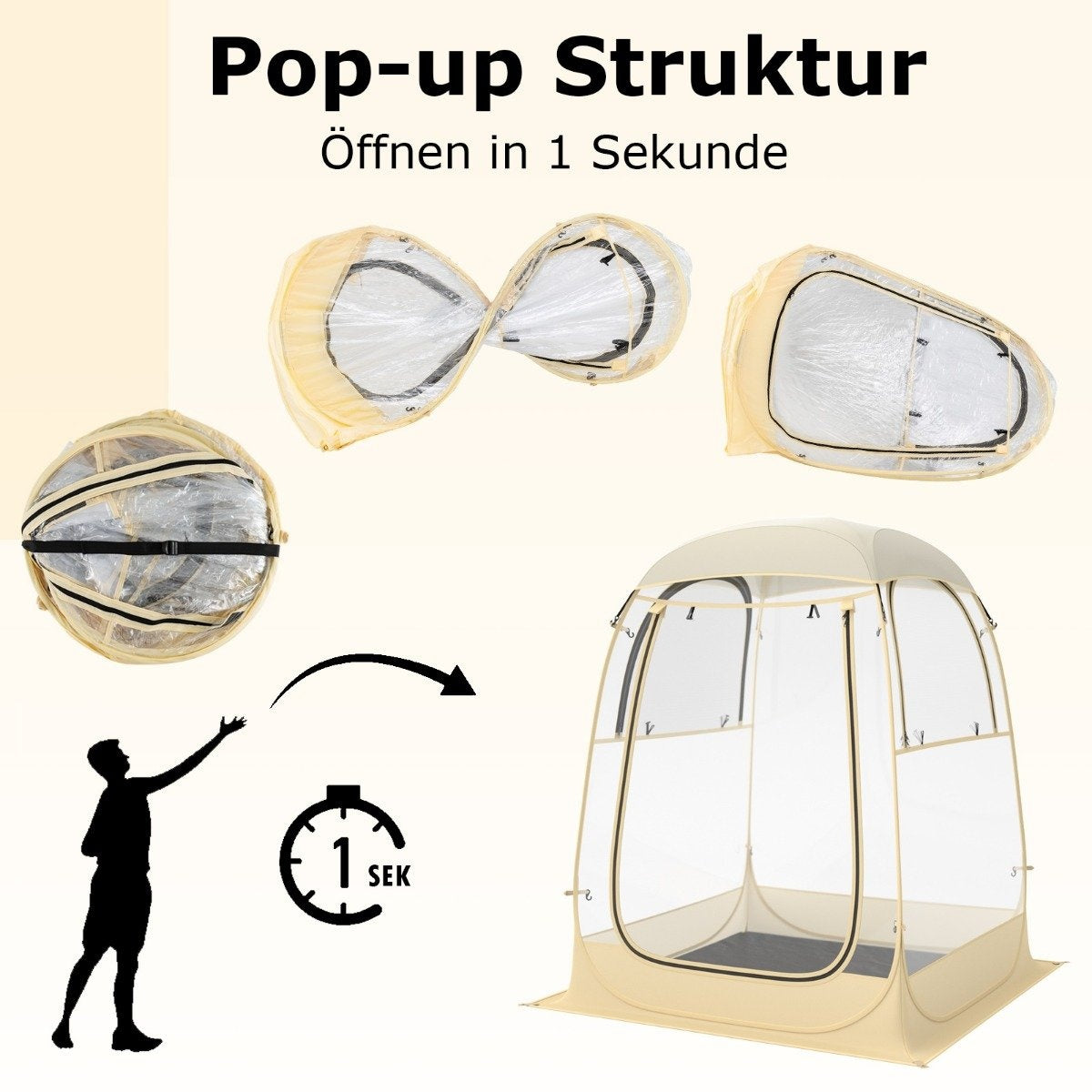 Sports tent for 1-2 people pop-up tent with weatherproof canopy portable & foldable outdoor bubble tent small