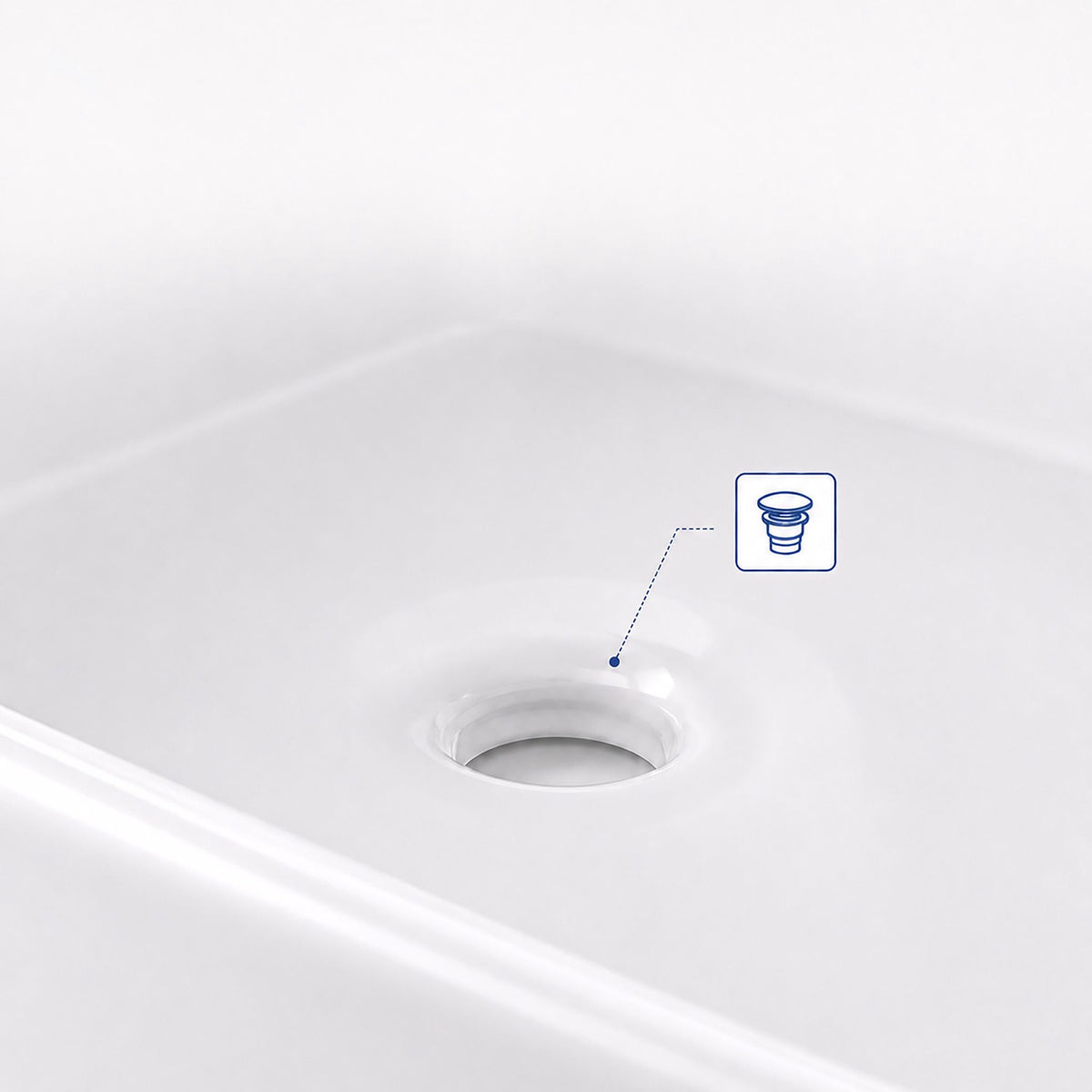 Square Ceramic Washbasin, 41.5 cm, No Tap Hole