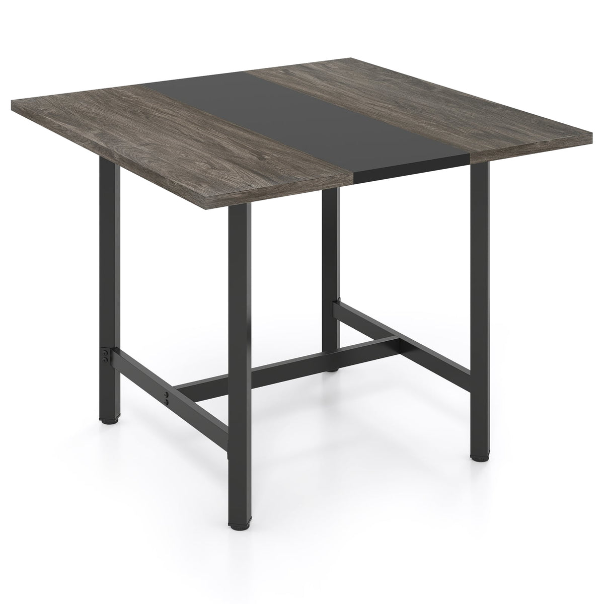 Square Conference Table, Metal Frame, Seats 4, Gray