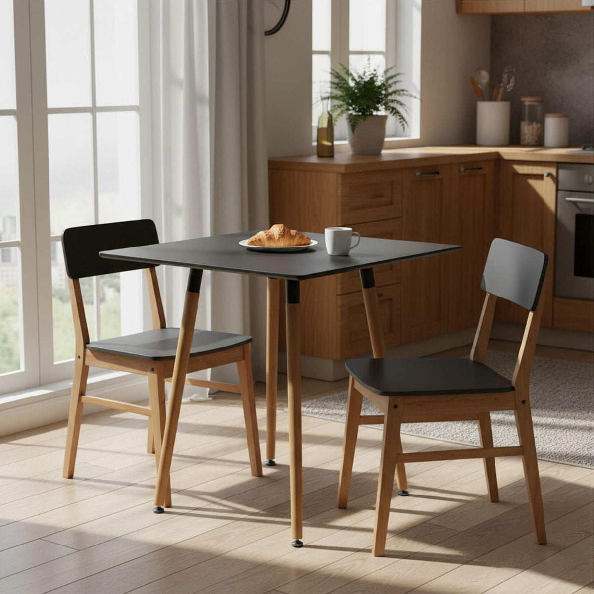 Square Dining Table, MDF Top, Bamboo Legs