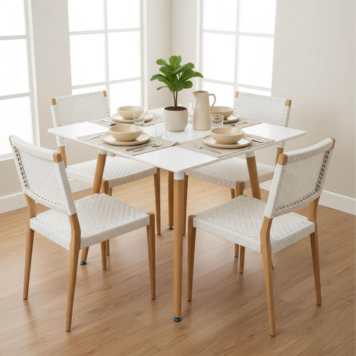 Square Dining Table, MDF Top, Bamboo Legs