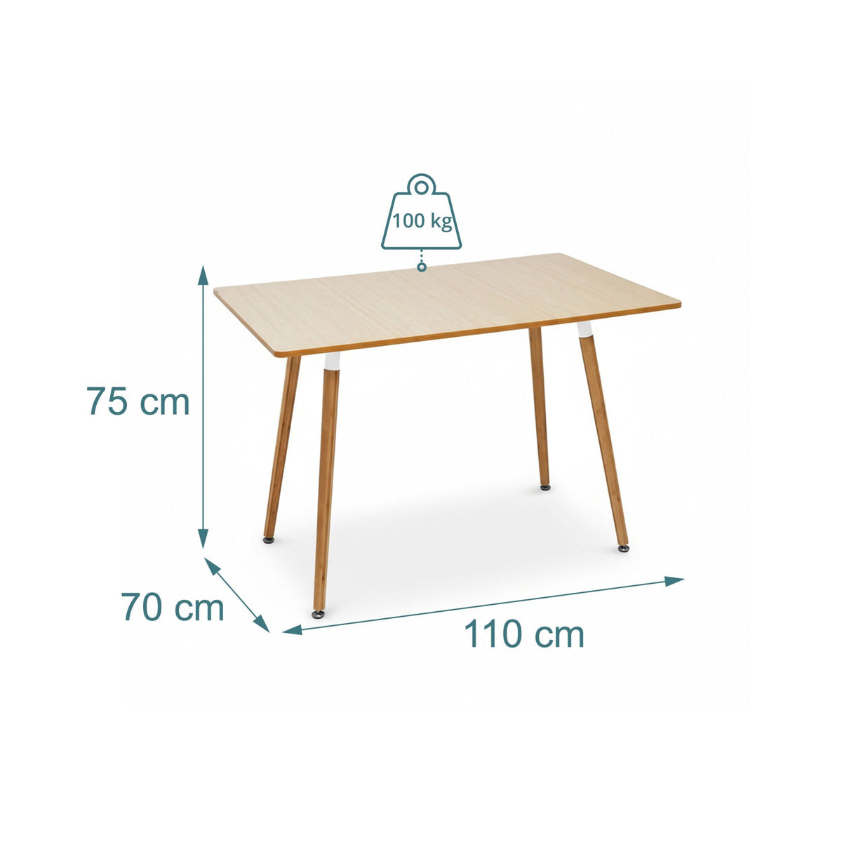 Square Dining Table with Bamboo Legs