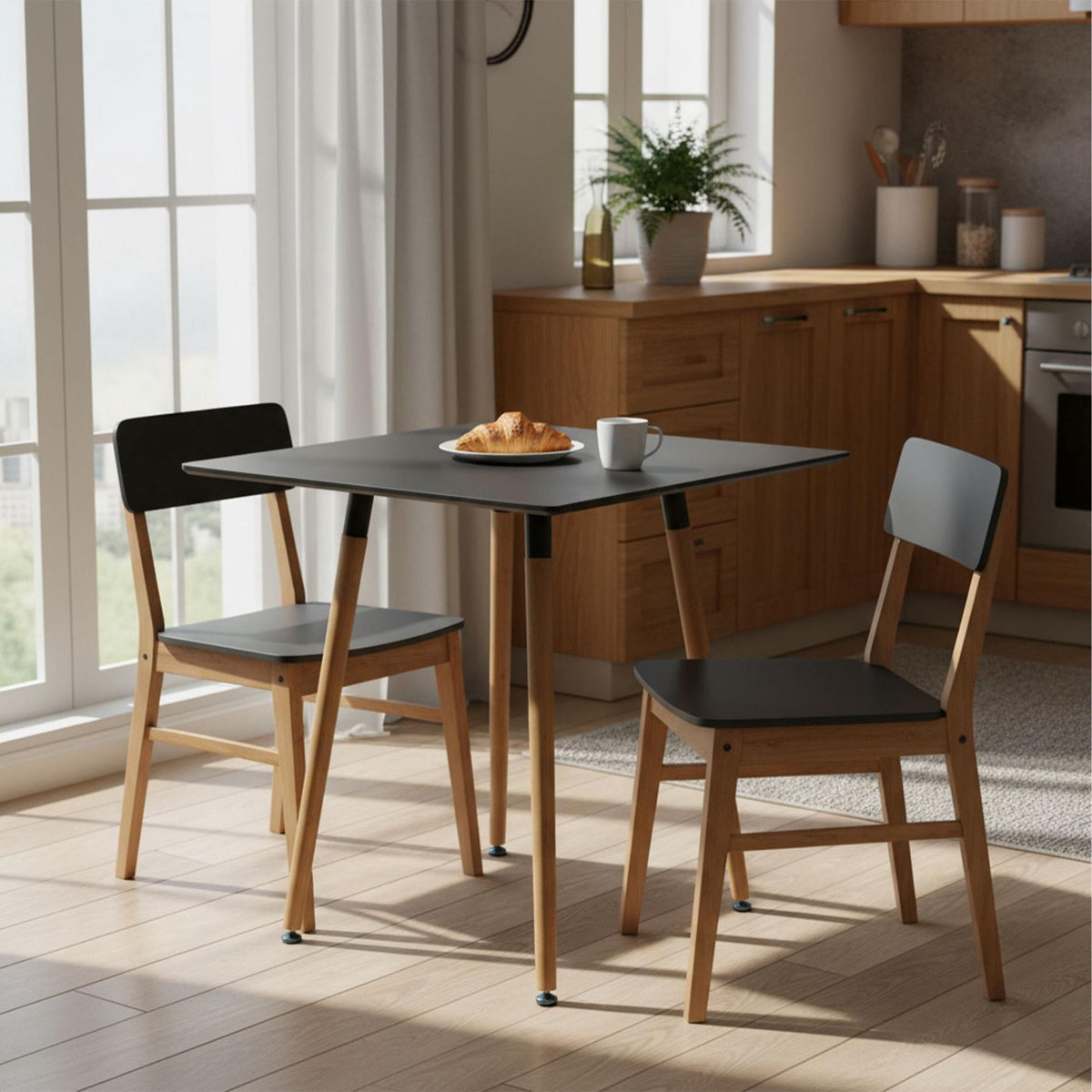 Square Dining Table with Bamboo Legs