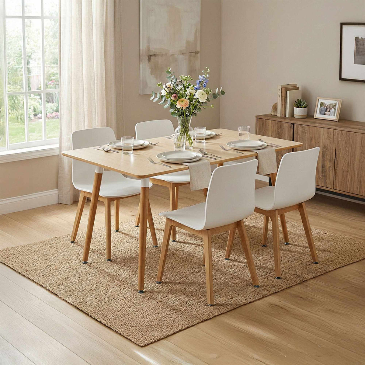 Square Dining Table with Bamboo Legs