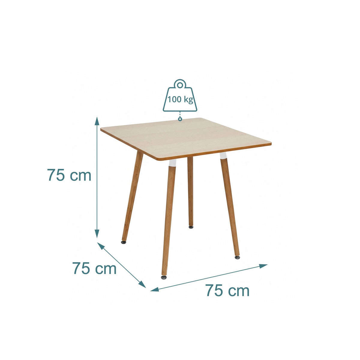 Square Dining Table with Bamboo Legs