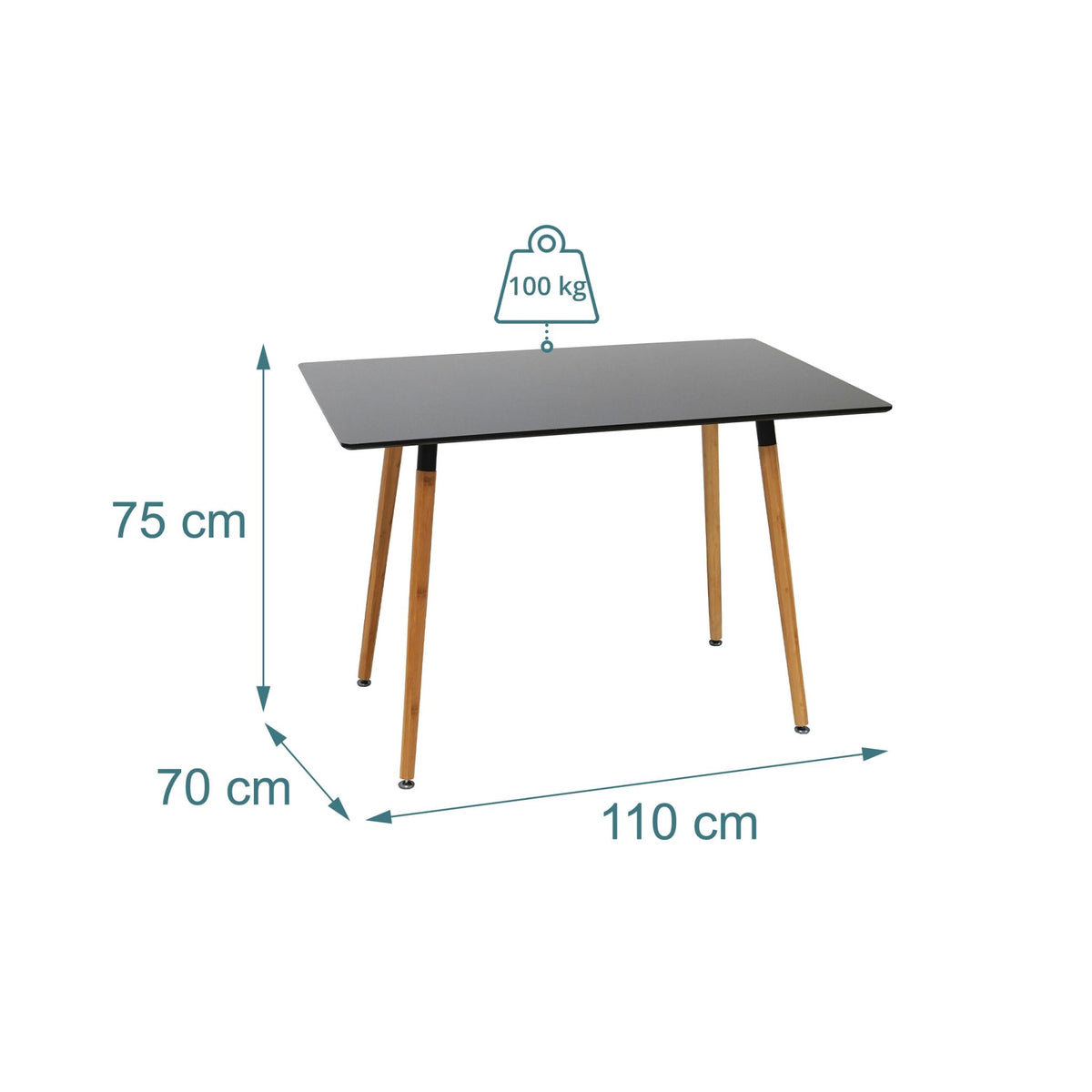 Square Dining Table with Bamboo Legs