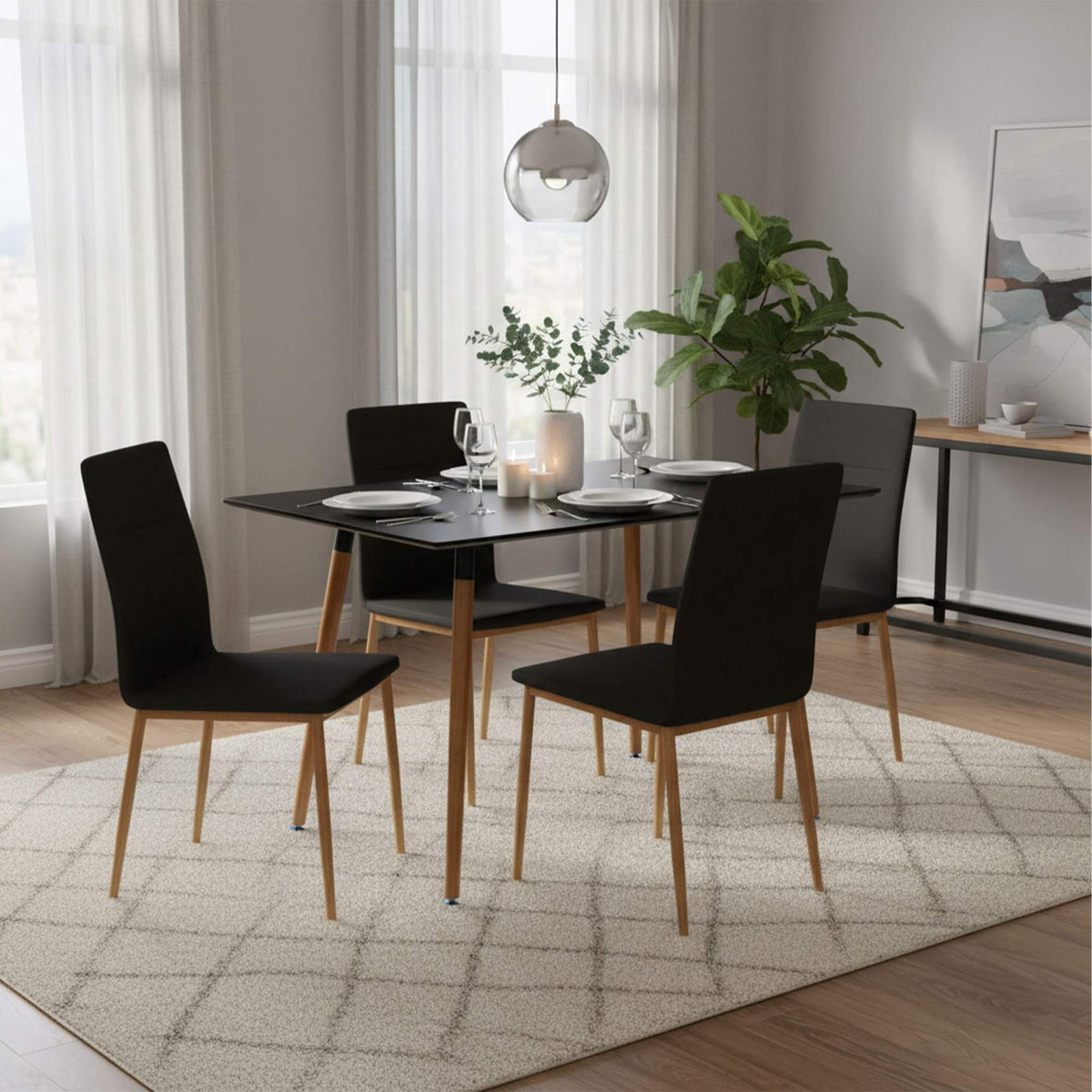 Square Dining Table with Bamboo Legs