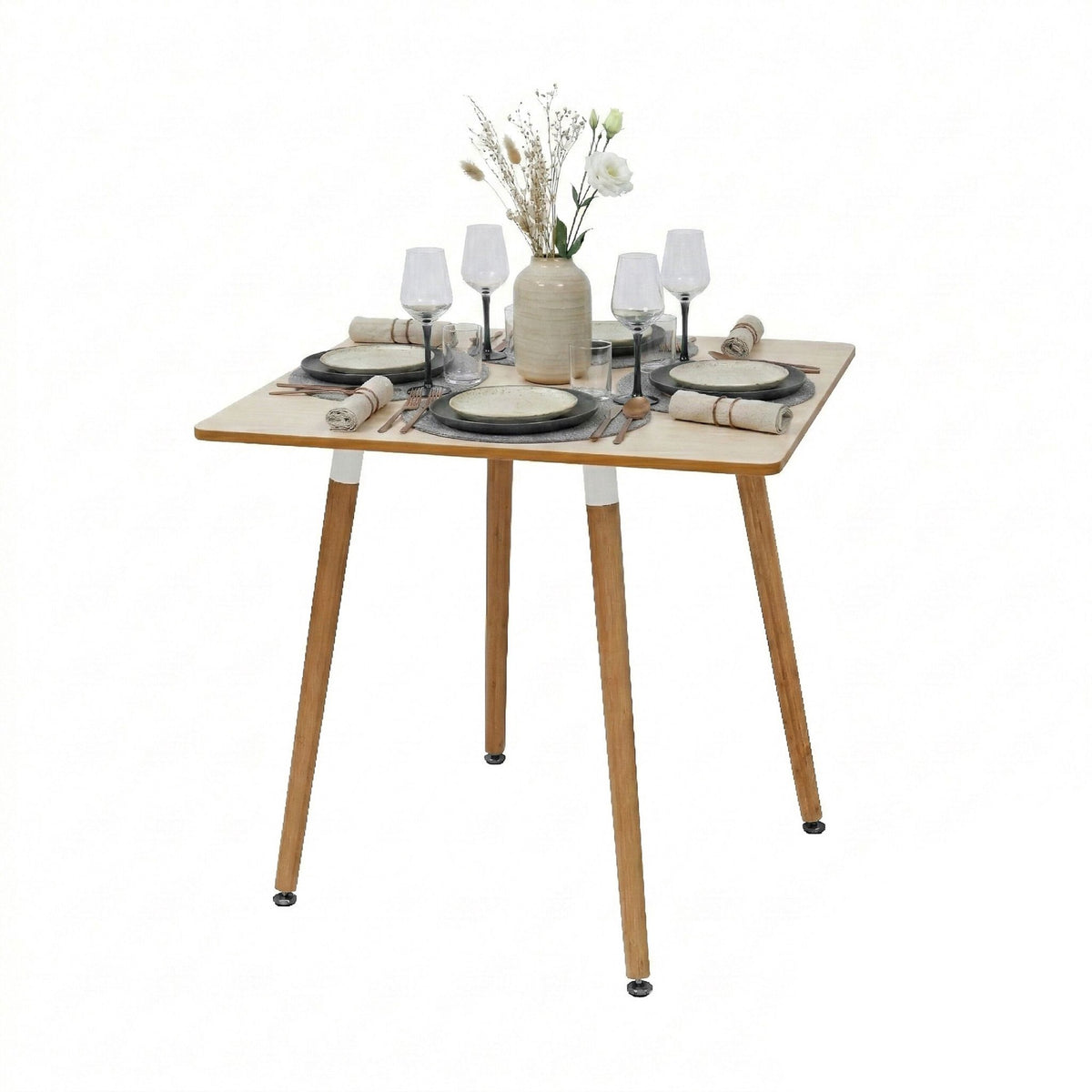 Square Dining Table with Bamboo Legs