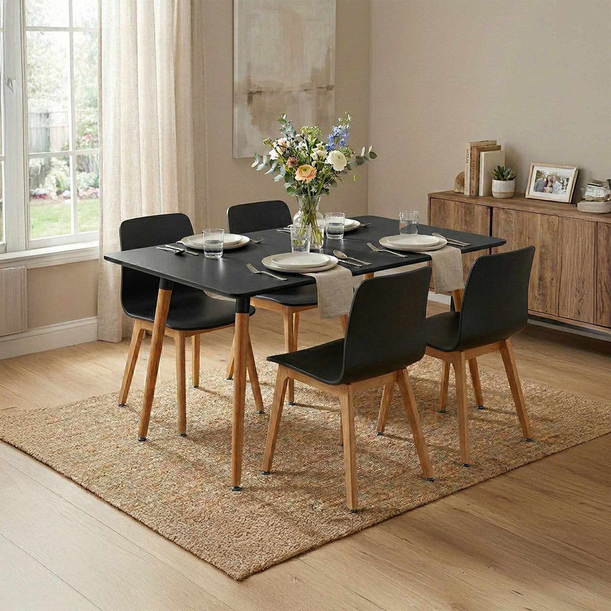 Square Dining Table with Bamboo Legs