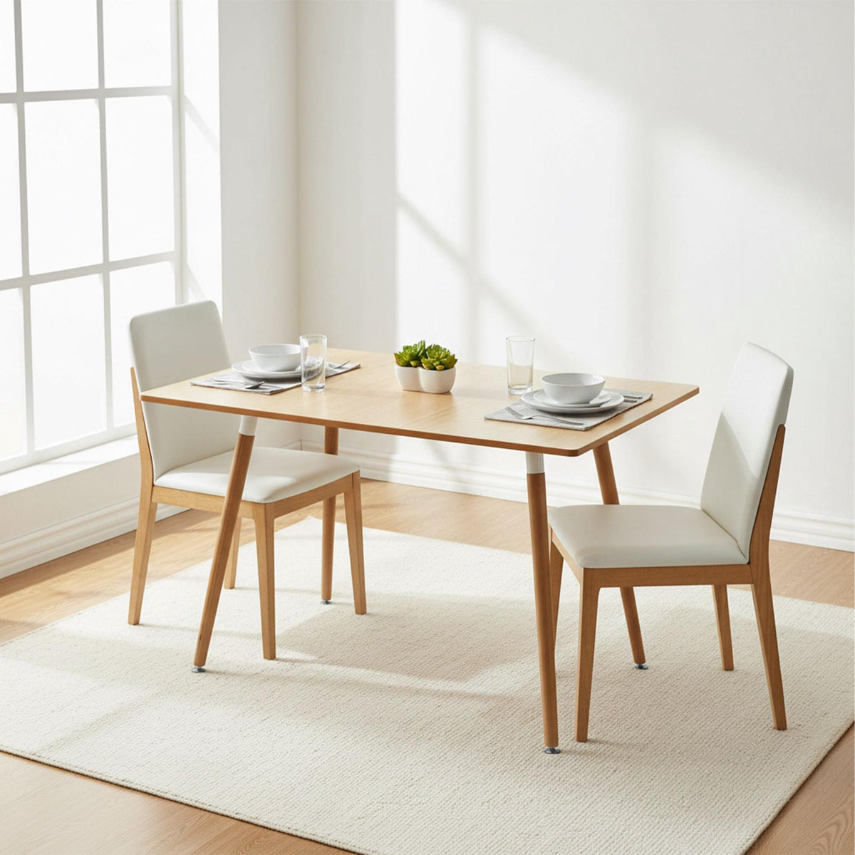 Square Dining Table with Bamboo Legs