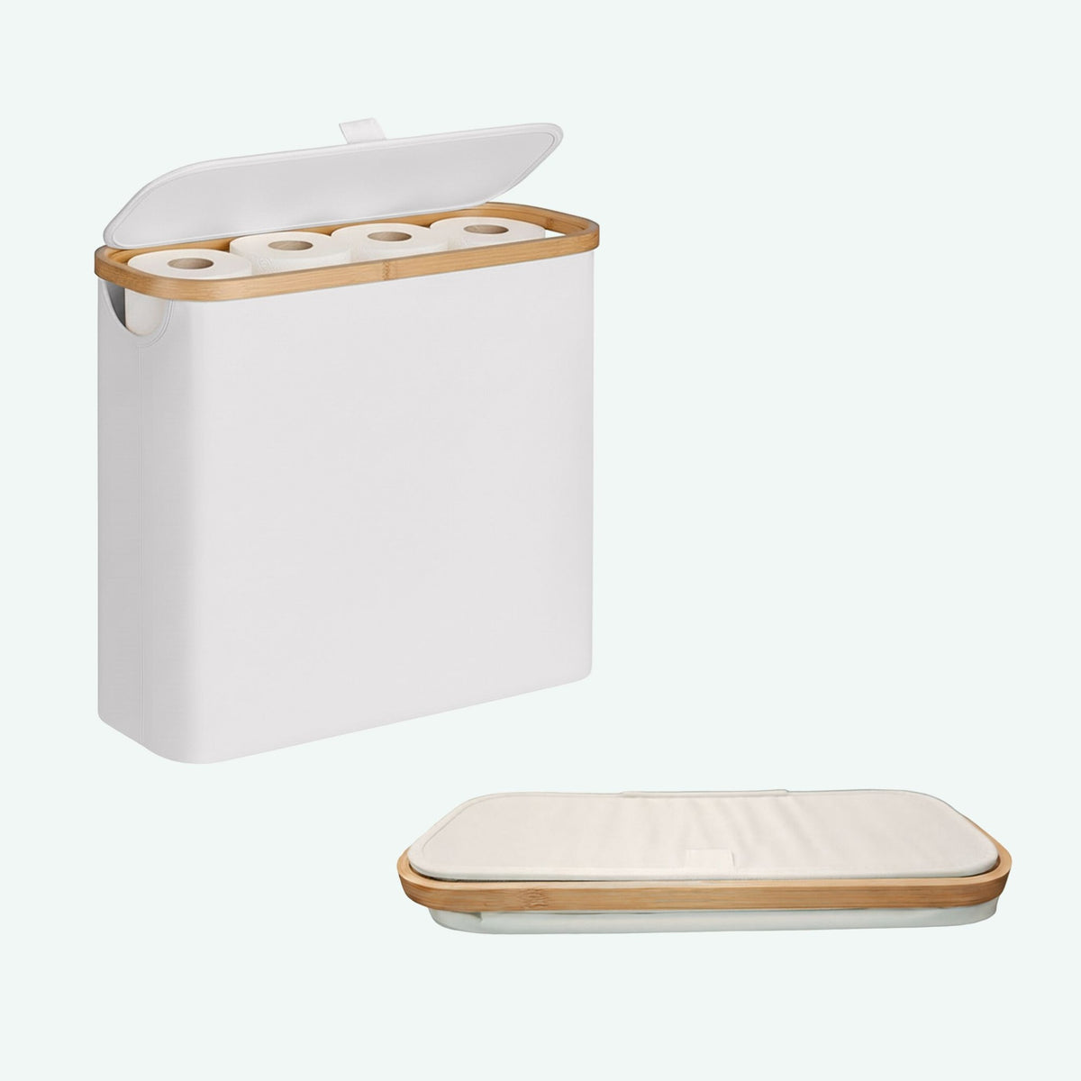 Square Fabric Toilet Roll Holder – Holds 12 Rolls