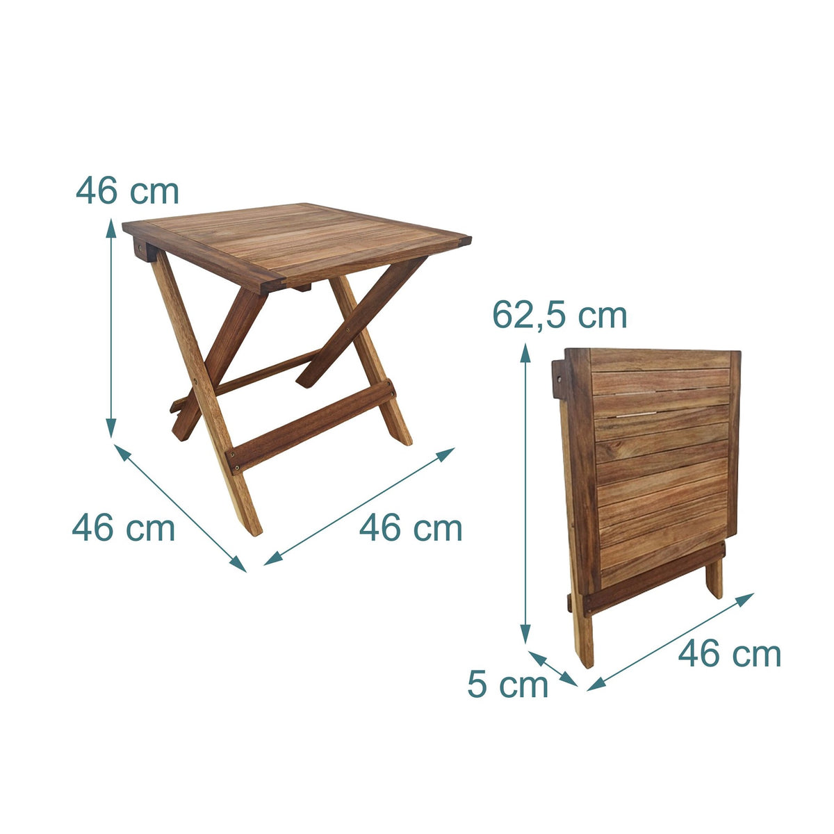 Square Folding Acacia Table – Indoor/Outdoor Use